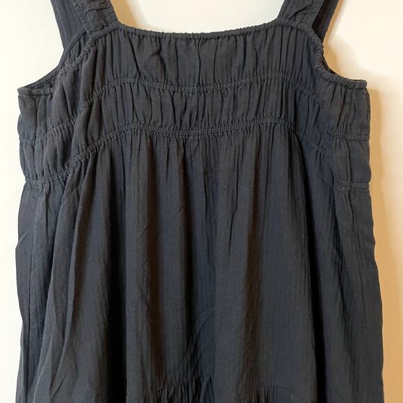 J.Crew Airy Gauze Tiered Maxi Dress Casual Witchy Flowy Vacation CI269 Black L - Picture 10 of 15